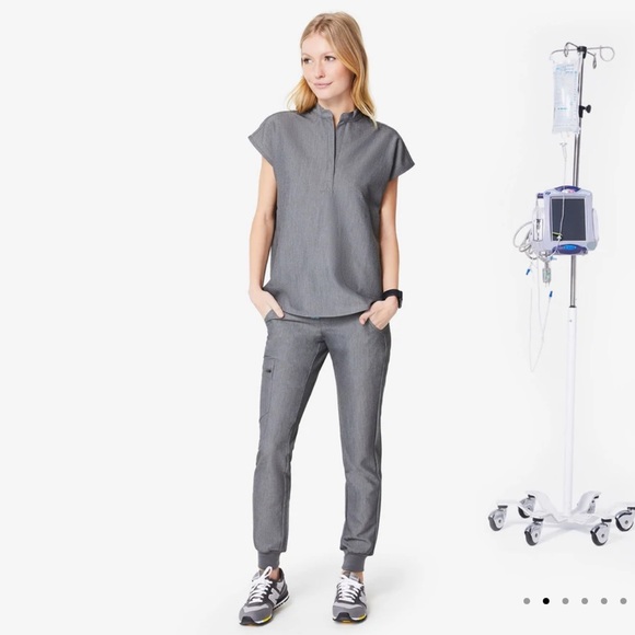 Figs Tops - Graphite Grey Rafaela Top